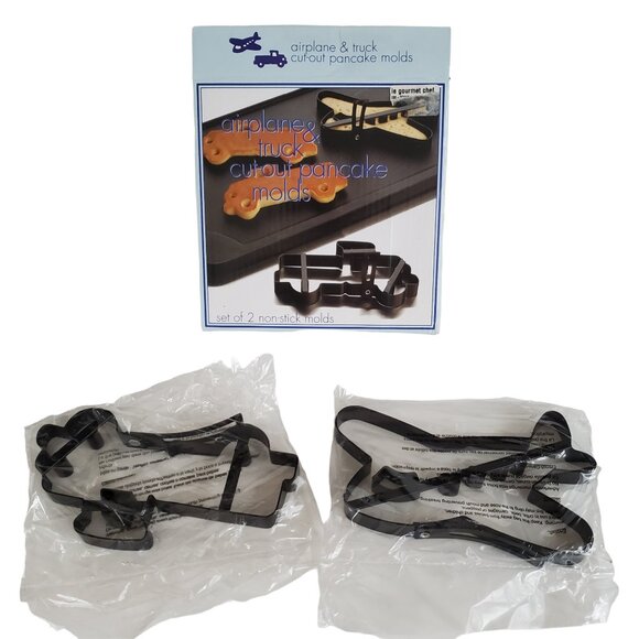 Airplane & Truck Pancake Molds Non Stick Handled Metal Cut Out Kitchen Gadgets - Picture 2 of 5